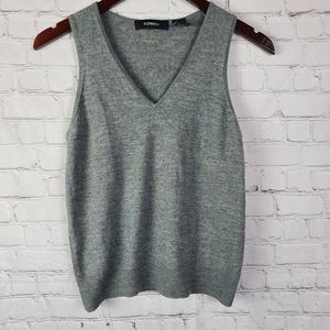 Express Merino Wool & Acrylic Gray Sleeveless V-neck Vest Sz XS.